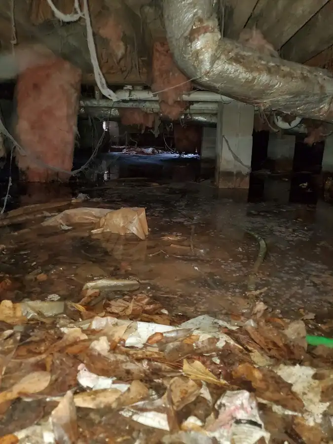 Crawl space flood assessment for Commercial Water Damage Restoration in Brockton